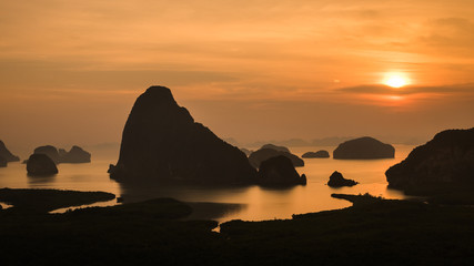 The sun is rising at the Samed Nang She view point.