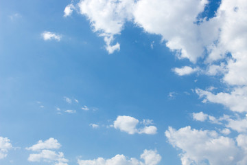 Bright blue sky with white clouds for background or wallpapers