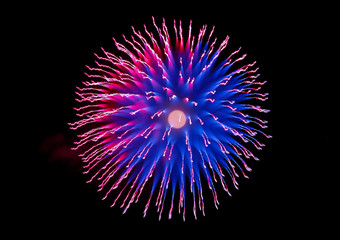 Fogos de artificio com técnicas de puxada de zoom da lente