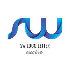 sw s w circle lowercase design of alphabet letter combination with infinity suitable as a logo for a company or business - Vector