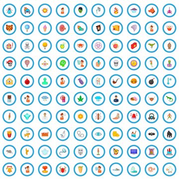 100 phobias icons set in cartoon style for any design vector illustration