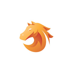 Horse Stallion Illustration Logo Icon with Modern Gradient Color