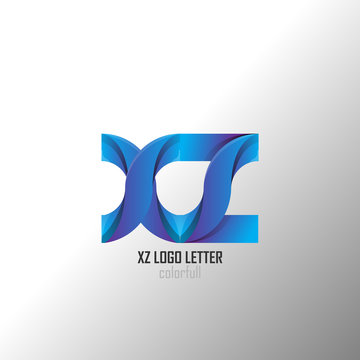 xz x z circle lowercase design of alphabet letter combination with infinity suitable as a logo for a company or business - Vector