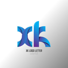xk k x circle lowercase design of alphabet letter combination with infinity suitable as a logo for a company or business - Vector