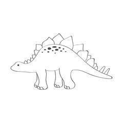 Cartoon sketch dinosaur on a white background. Vector illustration.