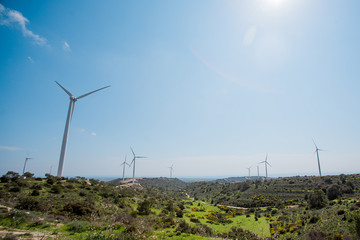 Fototapeta na wymiar Windmills in Larnaca Cyprus