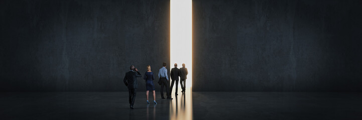 Fototapeta premium Businessman about to cross the entrance to the light. 3d rendering