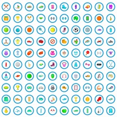 100 physical culture icons set in cartoon style for any design vector illustration
