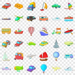 City vehicle icons set. Cartoon style of 36 city vehicle vector icons for web for any design