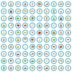 100 picnic icons set in cartoon style for any design vector illustration