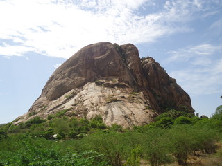 Big lonely stone on indian forest jungle