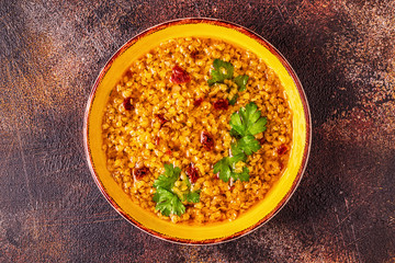 Lentil soup (Masoor Dal or Dal Tadka Curry)