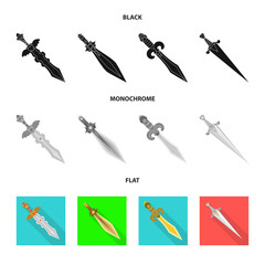 Vector design of game  and armor  sign. Set of game  and blade  vector icon for stock.