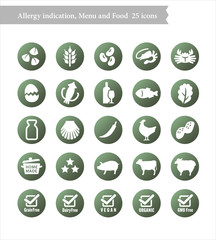 allergens 25 food and more, Restaurant menu vector icons