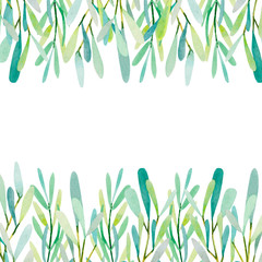 Watercolor floral illustration - Olives leaf and branches frame, wedding stationary, greetings, wallpapers, fashion, background.