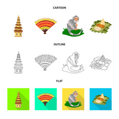 Vector illustration of  and travel logo. Collection of  and traditional stock vector illustration.