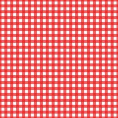 Red white checkered seamless pattern. Tablecloth fabric texture.