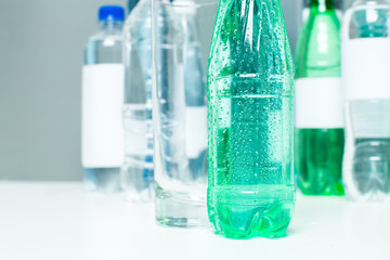 set of water plastic bottle