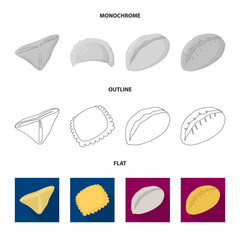 Vector illustration of products  and cooking symbol. Collection of products  and appetizer stock symbol for web.