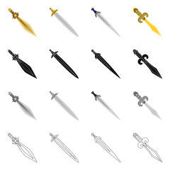 Vector illustration of game  and armor  sign. Collection of game  and blade  stock symbol for web.