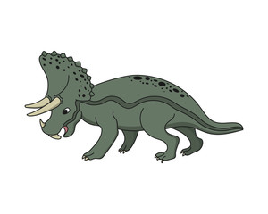 Fototapeta premium Cartoon Triceratops dinosaur. Prehistoric herbivore on a white background. Vector illustration.