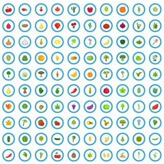 100 plant icons set in cartoon style for any design vector illustration
