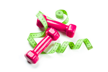 Small Fitness dumbbells and tailor meter