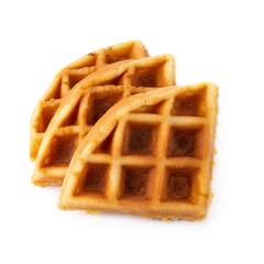 Freshly baked waffles isolated over white background.