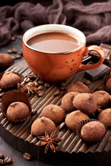Hot chocolate mug with truffles candy
