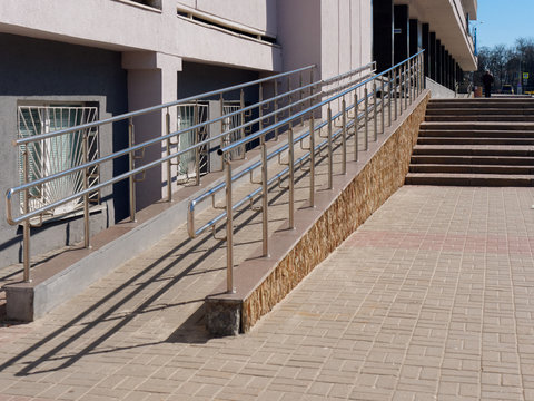 Barrier Free Environment. Parapet For Wheelchair And Bicycle.