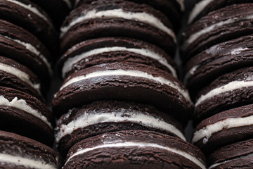 Tasty chocolate cookies, closeup