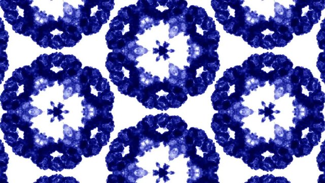 3d render ink kaleidoscope effect with luma matte as alpha channel for visual effects and easy compositing. Blue ink on white background 18