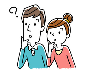 考える男性と女性