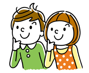 考える男の子と女の子