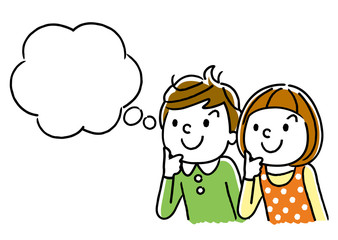 考える男の子と女の子