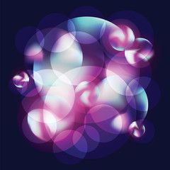 Circles and bubbles lilac and purple on dark background abstract illustration image