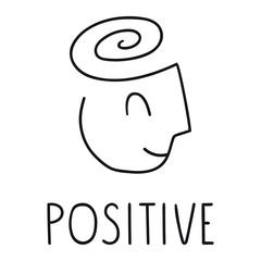 Positive face. Stress free psychotherapy concept. Simple hand drawn vector illustration design on white background.