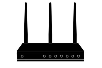 Wifi router. Black flat icon