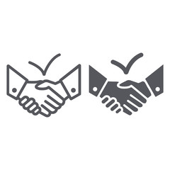 Deal line and glyph icon, agreement and partnership, handshake sign, vector graphics, a linear pattern on a white background.