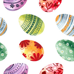 Watercolor pattern with easter eggs
