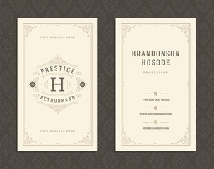 Luxury business card and vintage ornament logo vector template.