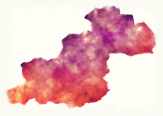 Ghowr watercolor province map of Afghanistan