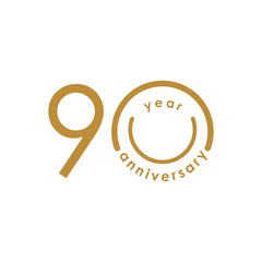 90 Year Anniversary Vector Template Design Illustration