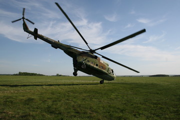 Fototapeta na wymiar extreme takeoff helicopter