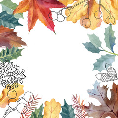 Autumn leaves frame