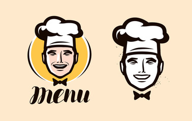 Chef logo. Cuisine, cooking icon or label. Vector illustration