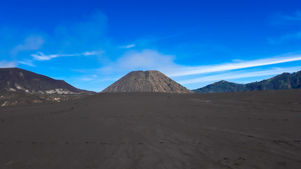 Landscape hill or mountain with a blue cloudy sky