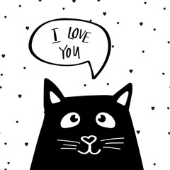 Funny cat with speech bubble with text