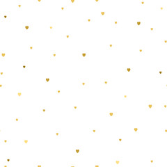 Vector Background with small gold hearts on white background. Fashion style. Design backdrop for Textile, wallpaper, scrapbooking, wedding invitation card. - 259480107