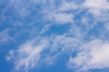 The blue sky has white clouds.